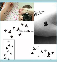 Tatouages temporaires Art Health Beauty10cm Tatouage de poignet Design jetable Birds Black Femmes Beauty Cool Girl Body Sticker pour Art1 3476123