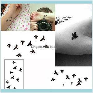 Tatouages temporaires Art Santé Beauté10Cm Poignet Tatouage Jetable Conception Oiseaux Noirs Femmes Beauté Cool Fille Corps Autocollant Pour Art1 Drop Deliv