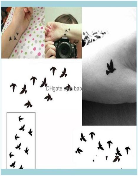 Tatouages temporaires Art Health Beauty 10cm Tatouage du poignet Design jetable Birds Black Femmes Beautaies Cool Girl Body Sticker pour art1 2783632