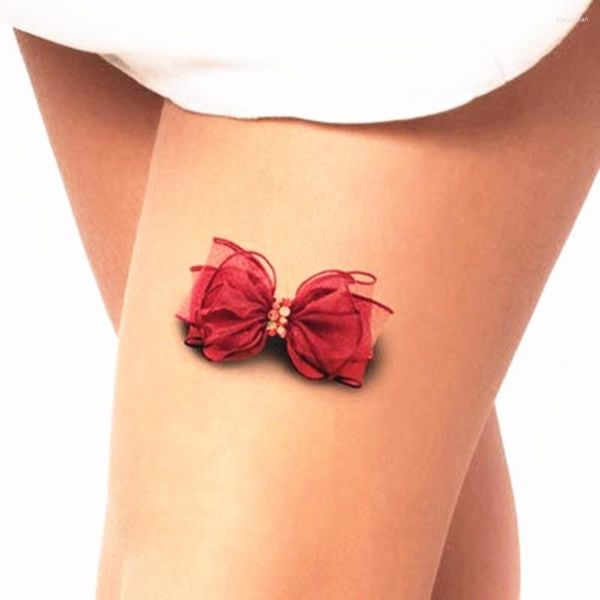 Tatouages temporaires beauté 3d bowknot tatouage corporel art flash autocollant imperméable henna tatoo selfie faux mur de tatouage