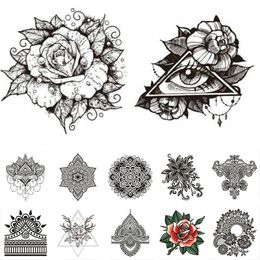 Tatuajes temporales CD amigable a prueba de agua Flor de henna Estilos indios Mano atrás pegatinas de tatuaje 80 cm Espectáculo de danza nacional pegatinas de tatuaje corporal 500pcs 221208