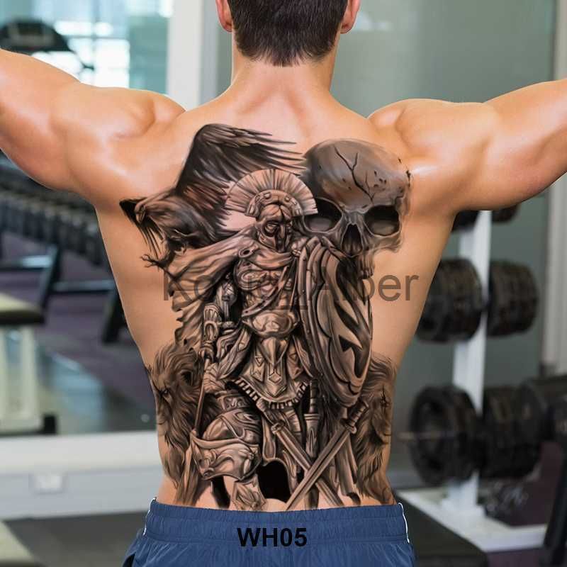 Tatouages Temporaires Dos Complet Tatouage Temporaire Grand Animal Aigle Ailes Crâne Hibou