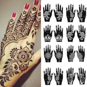 Tatuajes temporales Plantilla de henna profesional Tatuaje de mano Arte corporal Etiqueta Plantilla Herramienta de boda Flor 231208