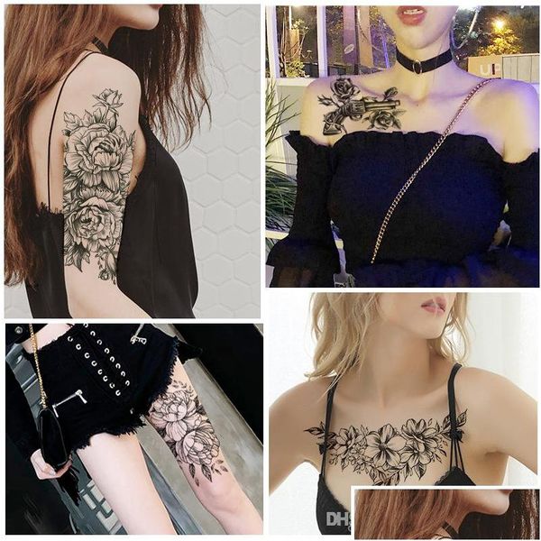 Tatuajes Temporales Pequeño Fl Flor Brazo Impermeable Tatuaje Pegatinas Deer Cat Owl Para Mujeres Hombres Body Art Drop Delivery Salud Belleza Dhvoj