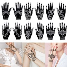 Eénhandige Indiase handspray tattoo sjabloon Haina tattoo sticker Gekleurd vruchtensap uitgehold tattoo sticker S134-150 230621