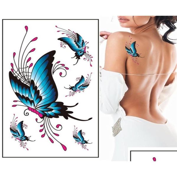 Tatouages temporaires Autocollant de tatouage Waterproo Women039S 3D F Body Art Stickers Faux Tatoo Taty Butterfly Tattoo3347462 Drop Delivery Heal Dhwms