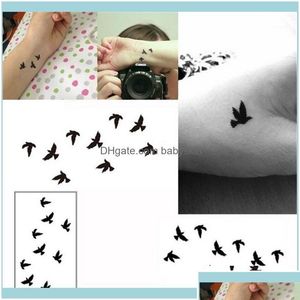 Tijdelijke Tattoos Tijdelijke Tattoos Kunst Gezondheid Beauty10Cm Pols Tattoo Wegwerp Ontwerp Zwarte Vogels Vrouwen Schoonheid Cool Girl Body Stick Dhgh1