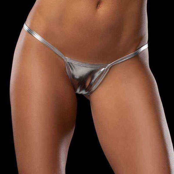 Temptation Sexy Strings pour femmes en cuir verni estampé à chaud T-pantalons Strings Sexy Culotte transparente à la mode européenne et américaine W220324