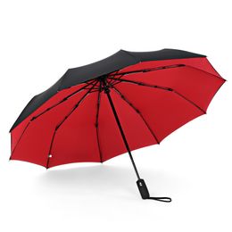 Paraguas automático de diez huesos, paraguas plegable, paraguas para estudiantes de negocios, paraguas reforzado doble de gran tamaño, paraguas para hombres y mujeres