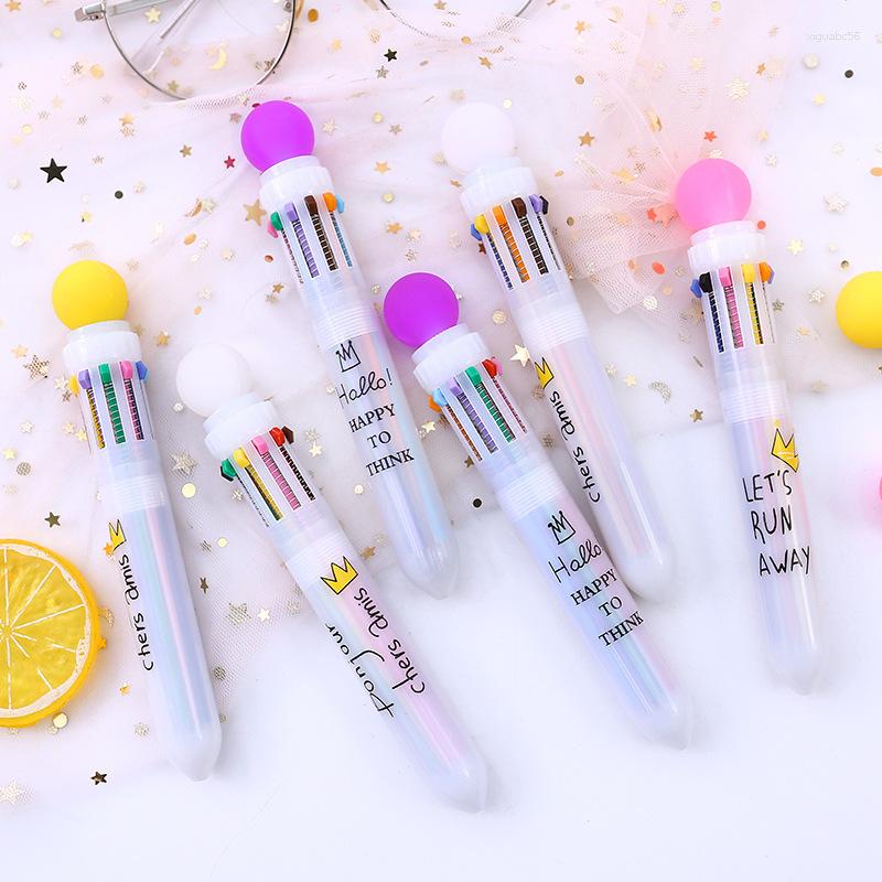 Ten-color Ballpoint Pen Cute Colorful Multi-color Creative Korean Girls Multi-function Refill Color Stationery