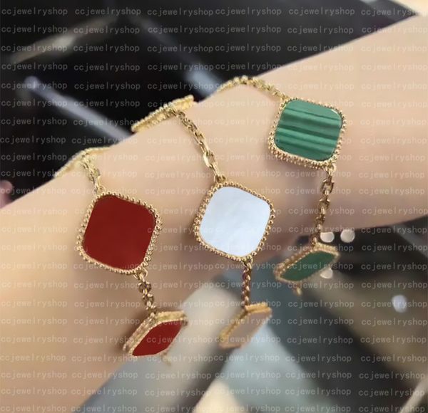 5A Top qualité V Gold Classique 4/Quatre Feuilles Trèfle Bracelets À Breloques Bracelet Chaîne Or 18 Carats Agate Coquille Nacre pour Femmes Filles Bijoux De Mariage Femmes cadeau - AAAAA