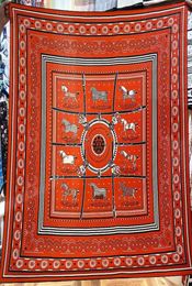 Dix chevaux imprimé cachemire châle haut de gamme foulards en soie femmes hiver chaud foulard en soie bords roulés à la main écharpe étole Tippet8557880