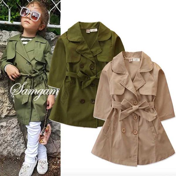 Tench coats 2020 printemps été bébé filles vestes et manteaux Style britannique veste pour filles vêtements ceinture fille coupe-vent manteau 2-7 ans T231204