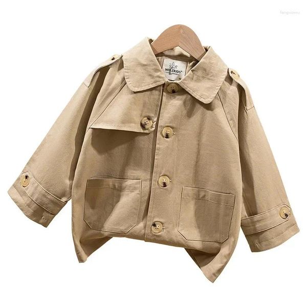 Tench Coats 2024 Baby Boys Fashion Chaquin Chaqueta Niños Botones Elegantes Elegantes Capas de algodón