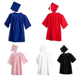 Tench Coats Graduation des enfants Bachelor's Dress Hat Set Shiny Robe Robe Charming School Jacket For Boys Kid Road Coat