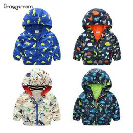 Tench coats Modèle de dessin animé de dinosaure pour enfants garçon avec capuche 2023 printemps Thinjacket veste manteau pour 27 ans enfants vêtements de sport vêtements 230311