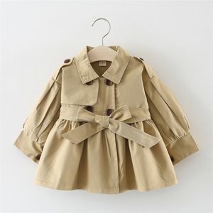 Tench Coats Childrens Clothing Filles Mabinement Veste pour enfants Childrens Spring Automne Style coréen mignon Long Trench Baby Girls Windbreaker 221013