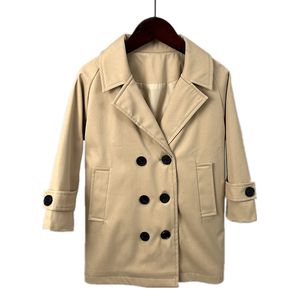 Manteaux Tench Enfants Double Boutonnage Trench-Coat Printemps Automne Garçons Coupe-Vent Veste KakiNoir Vêtements Pour Enfants Manteaux Britanniques LC473 230311