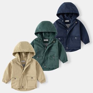 Tench manteaux Printemps AutomneVeste Pour Bébé Garçons Simple Style Britannique À Capuche Enfants Veste Vêtements 38 Ans Garçon Survêtement 230726