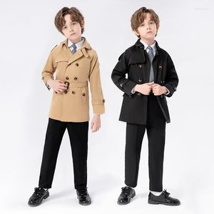Tench Coats printemps classique coupe-vent pour enfants vêtements d'extérieur/manteau mi-long pour garçon 3479