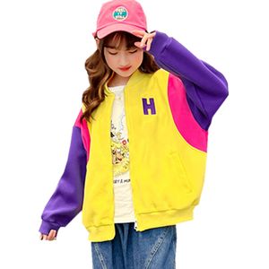 Abrigos de tenca Primavera Niñas Patchwork Chaqueta de béisbol Niños grandes Deportes casuales Ropa de abrigo Ropa Abrigo de color amarillo negro Edad 5 7 9 11 13 14 años 230922