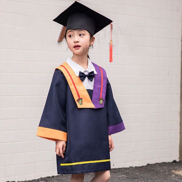 Tench Coats Toddler Girls Gards Graduation Po Robe Robe Bachelor With Hat 2pc Set 230608