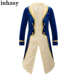 Tench Coats Toddler Kids Boys Royal Prince Cosplay Costume Halloween Vintage Tailcoat Tuxedo Coat Gentleman Birthday Wedding Party Outfitl2405