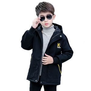 Tench manteaux hiver polyester veste pour garçon version coréenne plus velours épaississement coupe-vent garder au chaud à capuche vêtements pour enfants 230311