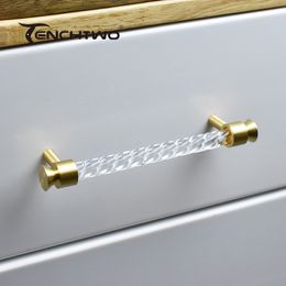 Tenchtwo 2022New Crystal Kitchen Furniture Handgrepen Kastkasten badkamerskast trekt schoenkastlade deur knoppen Gold T Bar