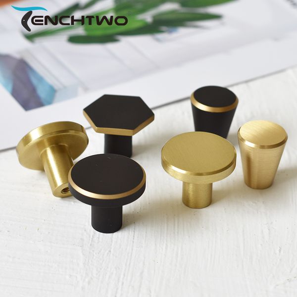 Tenchtwo Round Gold Brass Dresser Pandillas Cajón de cocina Cajón de cocina Tire de la puerta del gabinete Manijas de cobre negro Hardware de muebles