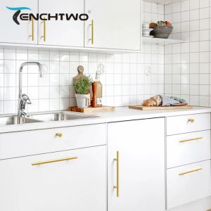 Tenchtwo t bar en cuivre massif en laiton poignées de meubles commode armoire armoire de placard tiroir de tiroir noir / or tire