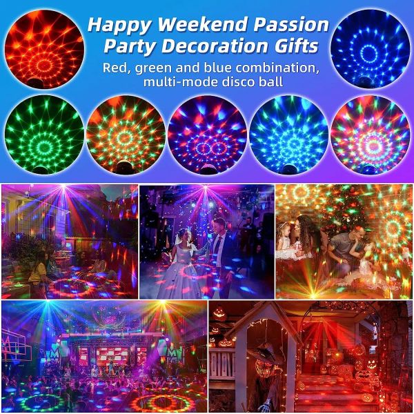 Tenkinyo Remote Control led Small Magic Ball Crystal Magic Ball Light Sept Color Voice Controlled Rotation Mini Ktv Stage Light