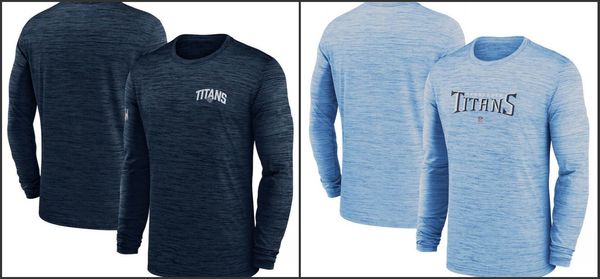Tennessee''Titans''Men Heather Grey Sideline Team Velocity Performance T-shirt à manches longues