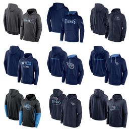 Tennessee''Titans''Men Navy Sideline Club Performance-hoodie met volledige ritssluiting