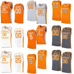 Tennessee Volunteers Basketball College 0 Jonas Aidoo Jersey 15 Jahmai Mashack 5 Zakai Zeigler 25 Santiago Vescovi 3 Dalton Knecht 30 James Gainey Mans Jeune Femme