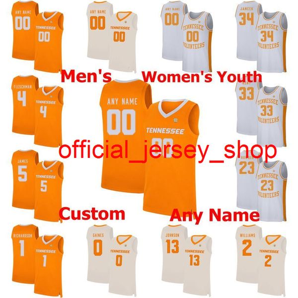 Tennessee Volunteers College Basketball Jerseys Bone Jersey Lamonte Turner Grant Williams Jacob Fleschman Almirante Schofield Cosido personalizado