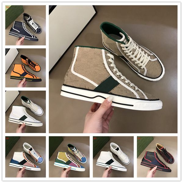 Tennis 1977 Canvas Bottes décontractées Luxurys Designer Womens Shoe Italy Green And Red Web Stripe Rubber Sole for Stretch Cotton Low platform Top Mens woman Sneaker