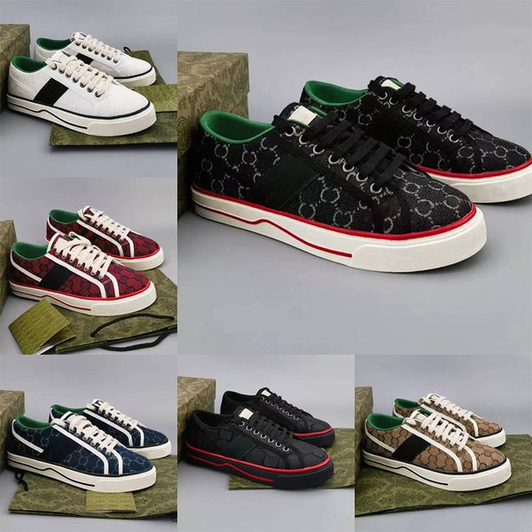 Tennis 1977 Chaussures décontractées Luxurys Designers Mens Shoe Italie Green et Red Stripe Rubber Sole Solet Cotton Low Top Men Sneakers 40-46