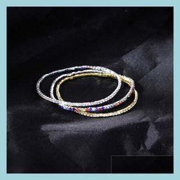 Tennis 2.0Mm Bracelet En Cristal Mince Pour Les Femmes Simple Rangée Stretch Filles Fête De Mariage Bijoux Cadeau Drop Delivery 2021 Bracele Ffshop2001 Dhcvy