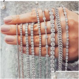 Tennis 20 Style Sparkling Luxury Bijoux 925 Sterling Sier Mti Forme blanche Topaze CZ Diamond Gemstones Femme Bracelet For Lover Drop de Dhuj3