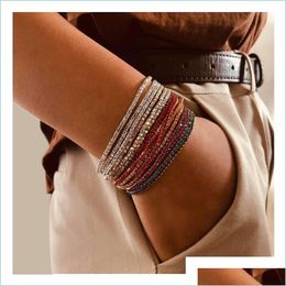 Tennis 20 -stcs/lot 7inch Mens Hip Hop Bracelet Tin Legering Goud Sier Iced Rhinestone Crystal 1 Rij tennisketen Druppel 984 Q2 Aflevering 2021 DH37H