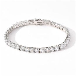 Tennis 3 kleuren Hip Hop Bracelet M4mm5mm Metel Rij Diamant sieraden Gift voor koppels Drop leveringsarmbanden Dhkun