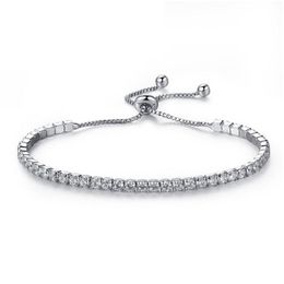 Tennis 4 Farben Luxus 925 Sterling Silber Glänzende Zirkonia Diamant Armbänder Paar Armband Modeschmuck 1 Stücke Drop Lieferung Dh0N6