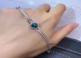 Llegada de tenis Verde 1 Flor de diamante Moissanite Pulsera simple 925 Bangle de plata esterlina para mujeres Fina de boda Jewelrytennis6810436