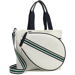 Bolsas de tenis Bolsa de tenis de lona blanca Hombres Mujeres Extraíble Deporte Raqueta de tenis Bolso Squash Badminton Padel Raqueta de tenis Bolsas de hombro 231116