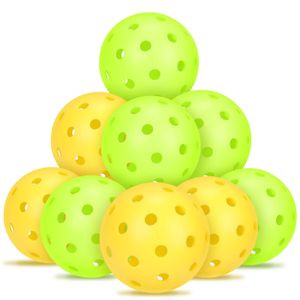 Tennisballen 6 Pack Outdoor Pickleball Balls40 Gaten Bal Hoge Elasticiteit Duurzaam Geel Augurk Set voor Alle Stijl 230531