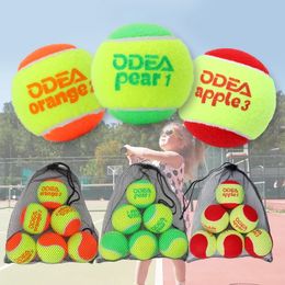 Tennisballen voor kinderen ODEA 6 stuks met netje rood oranje groen fase 1 2 3 ITF goedgekeurde overgangstraining tennisballen 240227