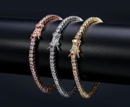 Bracelettes de tennis Chaînes Hiphop Tide Men039s Bracelet Zirconmicroenased 3 mm Bracelets21133945390249