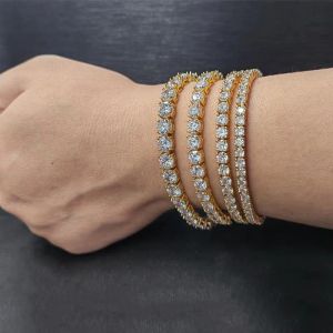 Bracelet de tennis bracelets de créateurs chaîne en argent or diamant zircon bijoux de mode en acier inoxydable pour hommes chaînes de 3 mm 4 mm 5 mm 7 pouces 8 pouces 9 pouces bijoux pour adultes