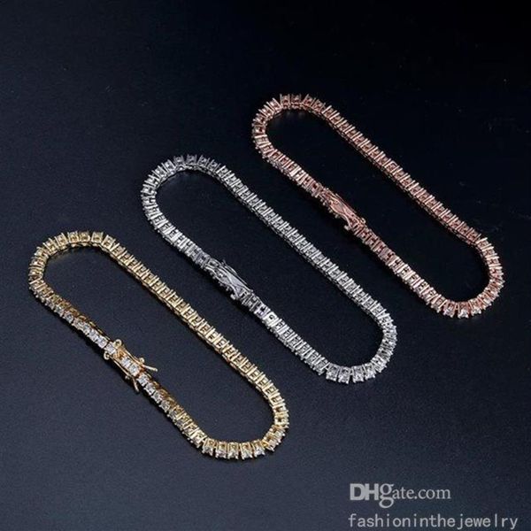 Bracelet de tennis Bracelets de diamant de créateurs pour femmes Cadeau de bijoux de luxe 3 4 5 6 mm 7 8 pouces Mode Moissanite Or blanc Zircon 303T